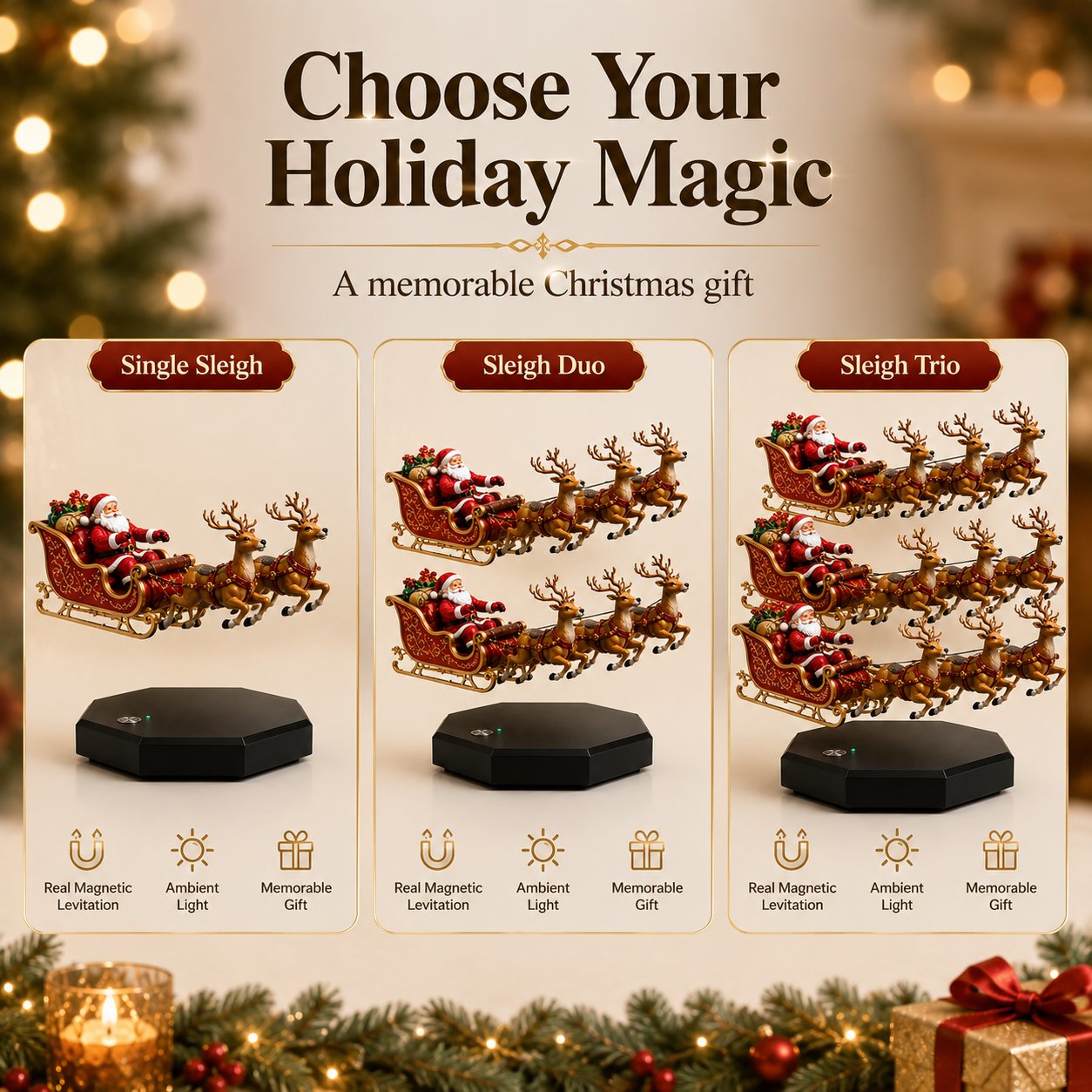 🎅 De vliegende slee van de kerstman — Kerstdisplay met magnetische levitatie ✨