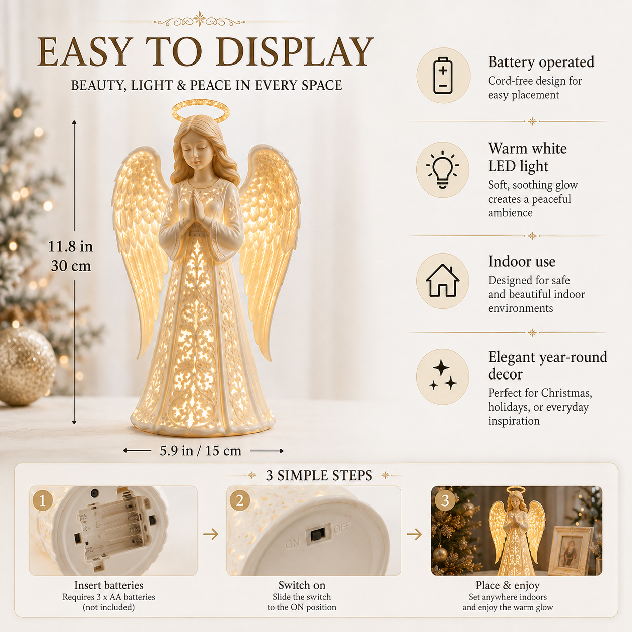 ✨ Engel-kerstbeschermingslampje – Een symbool van hoop, liefde en bescherming