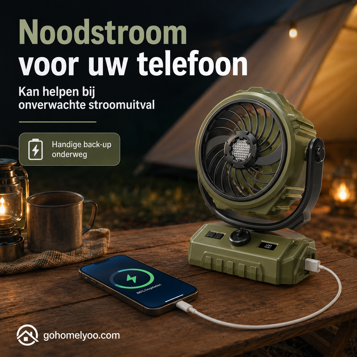 🌬️ 6-inch kampeerventilator met 100 snelheidsstanden – oscillerend, met ledverlichting, digitaal display en grote accu voor buiten en thuis