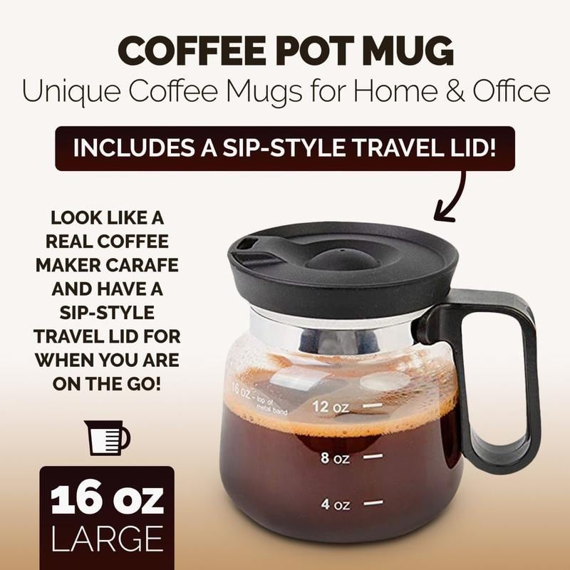 💕49% KORTING💖☕ 16 Oz Glazen Koffiemok – Koffiepot Stijl