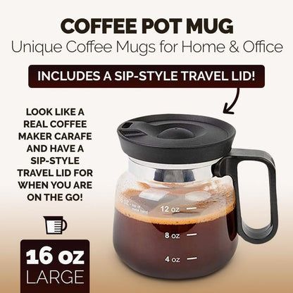 💕49% KORTING💖☕ 16 Oz Glazen Koffiemok – Koffiepot Stijl