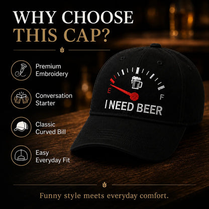 🔥LAATSTE DAG 50% KORTING - 🍺 ‘I NEED BEER’ geborduurde baseballpet – Unisex herdenkingspet🧢
