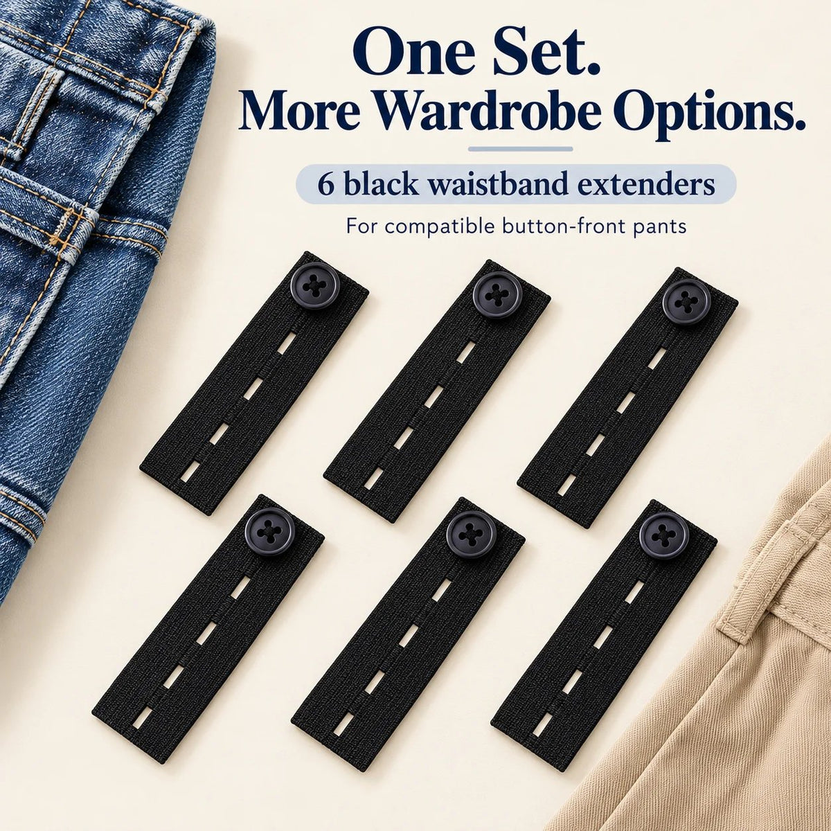 👖 Knopen voor het verlengen van een elastische tailleband – verstelbaar voor extra comfort, set van 6 stuks